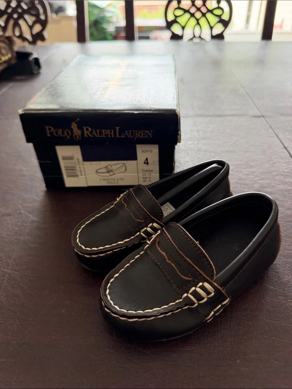 Polo by Ralph Lauren Baby Chocolate Brown Leather Loafers NIB